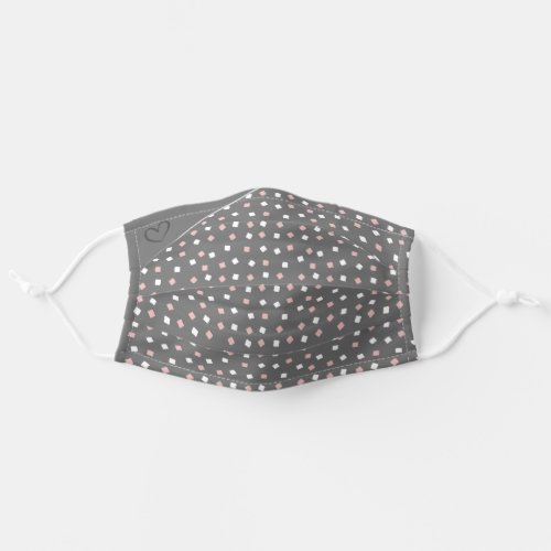 Gray Pink Squares Abstract Pattern Dots Design Adult Cloth Face Mask