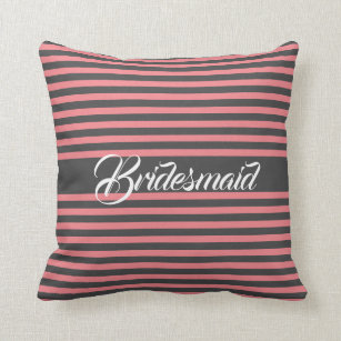 Pink Gray White Giant Stripe Throw Pillow, Zazzle