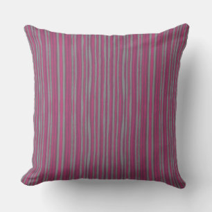 Gray & pink stripes, striped pattern narrow stripe throw pillow