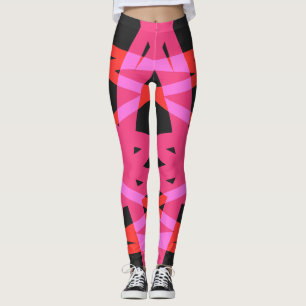 Gray Pink Violet Purple Geometric Pattern Gym Yoga Leggings