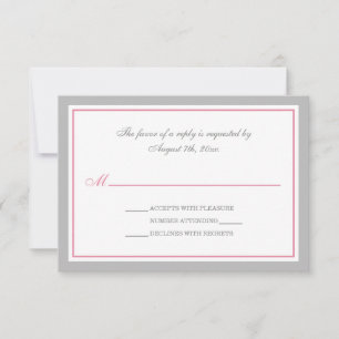 Gray & Pink Wedding Reception RSVP Cards