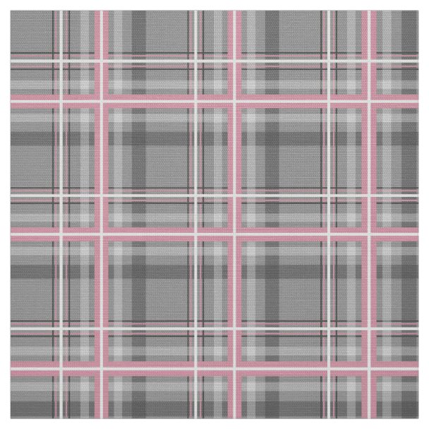 classic pink gray white plaid fabric