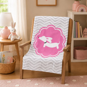 Gray & Pink Wiener Dog Dachshund Baby Blanket