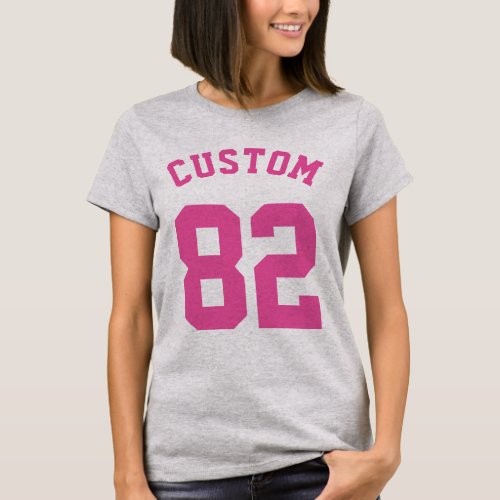 Gray  Pink Womens  Sports Jersey Design T_Shirt