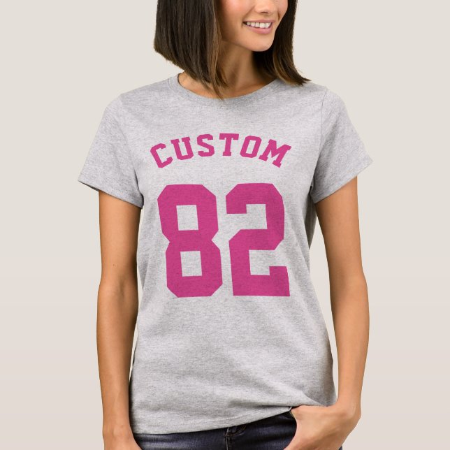Gray & Pink Womens | Sports Jersey Design T-Shirt (Front)