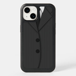 Gray Pinstripe Suit & Tie Cool Grey Stylish OtterBox iPhone 14 Case