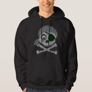 Gray Pirate Skull Distressed Dark Hoodies