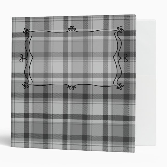 Gray Plaid, 3 ringed 2" binder CUSTOMIZE (Front/Inside)