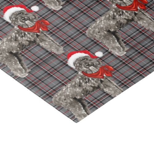 Gray Plaid and Christmas Bouvier Dog Lover Holiday Tissue Paper