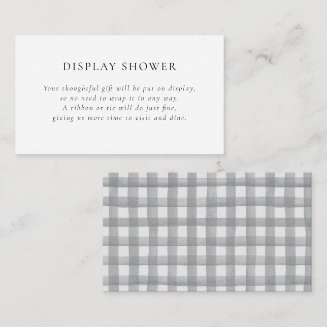 Gray Plaid Bridal Shower  Enclosure Card (Front/Back)