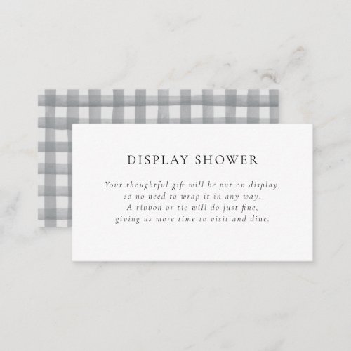 Gray Plaid Bridal Shower  Enclosure Card