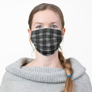 Gray Plaid Mask, Tartan, Scottish, Adult Cloth Face Mask