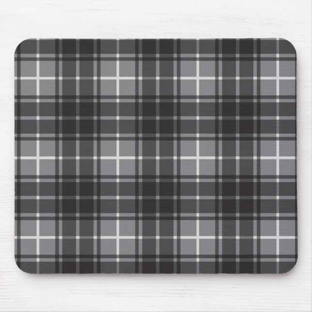 Gray Plaid Mouse Pad (Front)