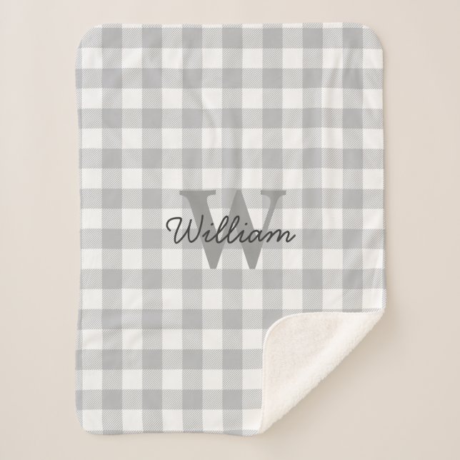 Gray Plaid Pattern Blanket (Front)