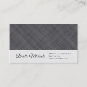 Gray Plaid Sewing Alterations Business Card