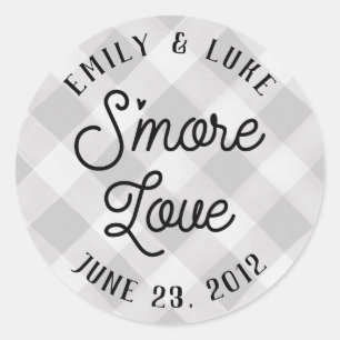 Gray Plaid S'more Love Baby Shower Favor Sticker
