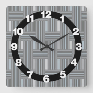 Gray Plaid Weave Square Wall Clock