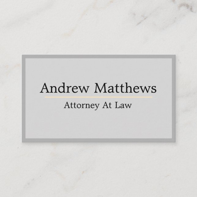Gray Plain Simple Modern Attorney Law Office Business Card (Front)