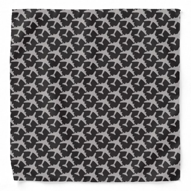 Gray Plane Airplanes Pilot Plane Aviation Aviator Bandana (Front)