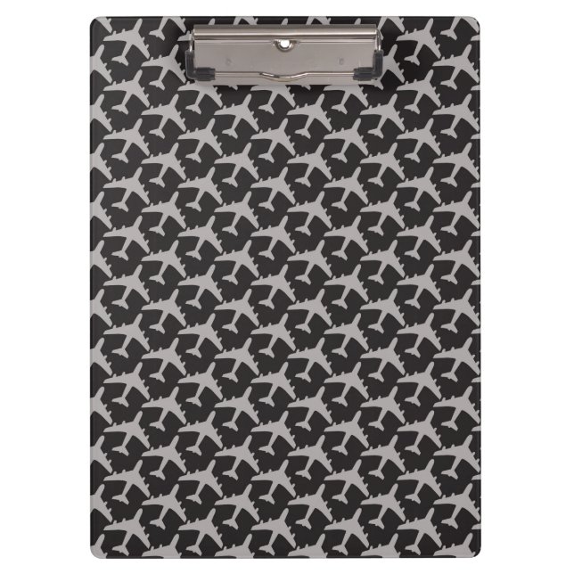 Gray Plane Airplanes Pilot Plane Aviation Aviator Clipboard (Front)