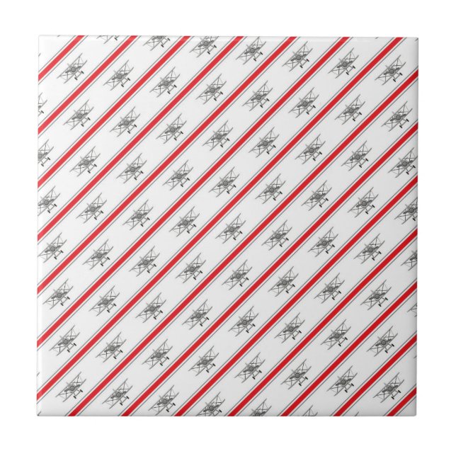 Gray Plane Red Lines Airplanes Pilot Plane Ceramic Tile (Front)