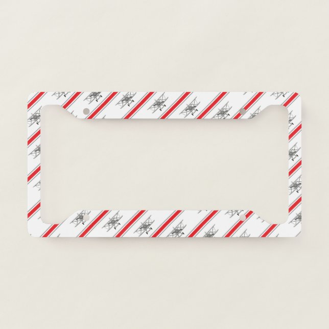Gray Plane Red Lines Airplanes Pilot Plane License Plate Frame (Front)