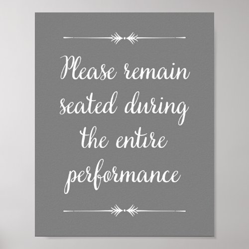 Gray Please Remain Seated Bathroom Art Poster