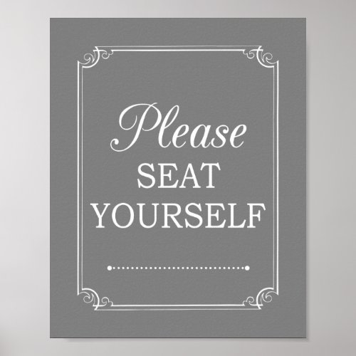 Gray Please Seat Yourself Funny Bathroom Art Sign
