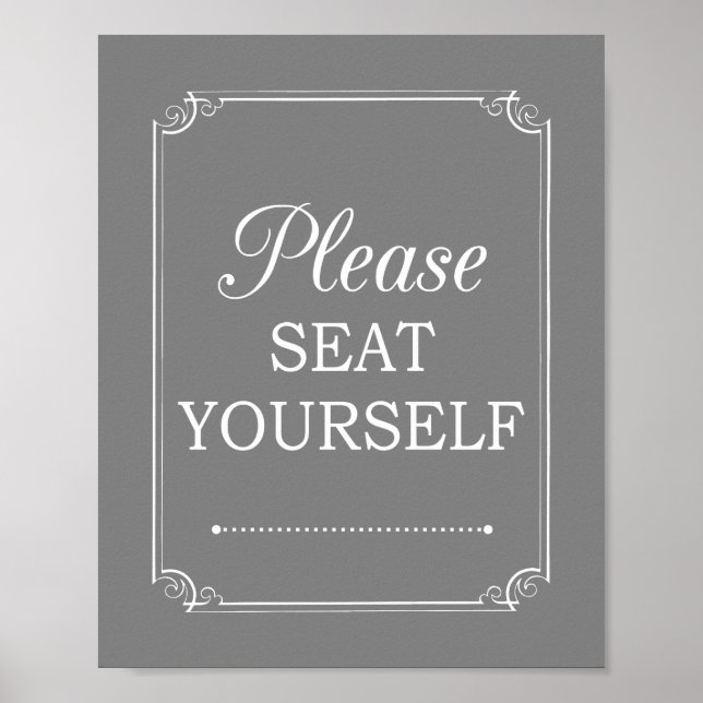 Gray Please Seat Yourself Funny Bathroom Art Sign (Front)