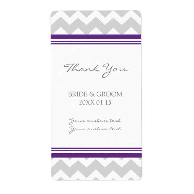 Gray Plum Chevron Wedding Labels (Front)