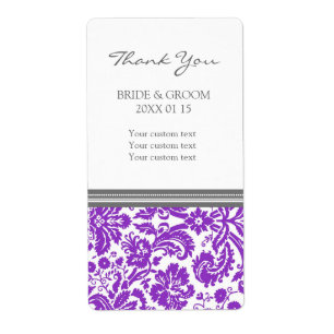 Gray Plum Damask Pattern Wedding Labels