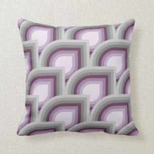 Gray, Plum & Lilac Pattern Throw Pillow
