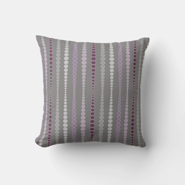 Gray, Plum & Lilac “Soundwaves” Throw Pillow (Front)