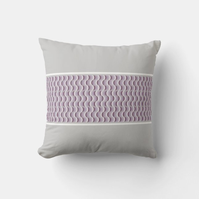 Gray, Plum & Lilac Stripe Throw Pillow (Front)