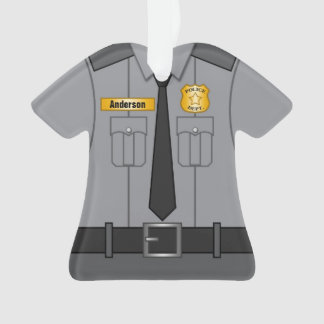 Gray Police Officer Uniform Personalized Ornament