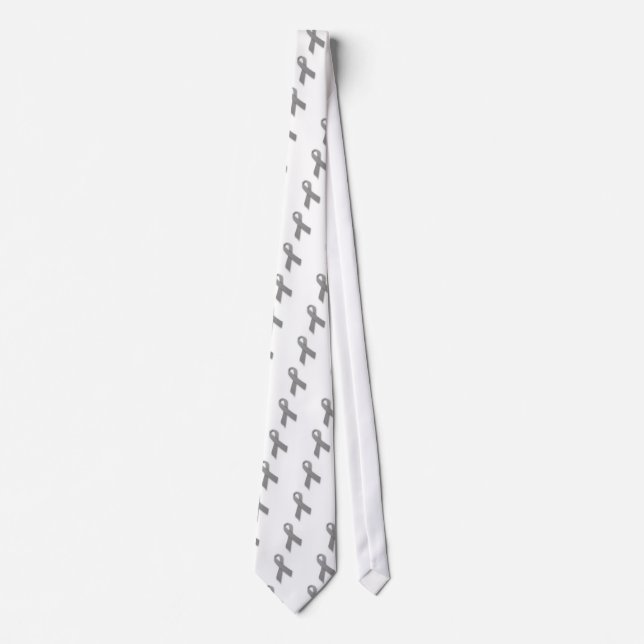 Gray Political Statement Awareness Ribbon Neck Tie (Front)