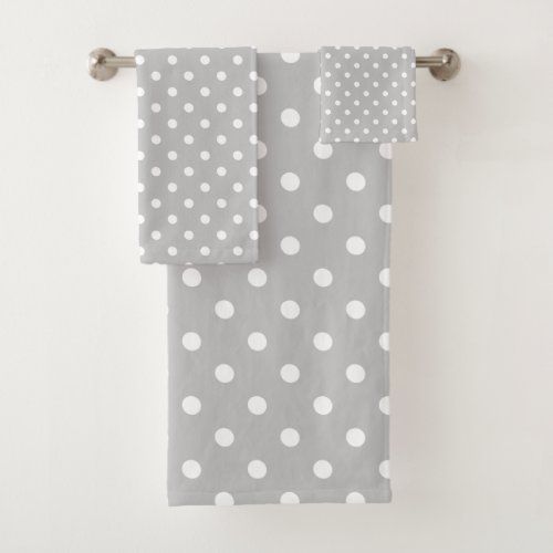 Gray Polka Dot Bath Towel Set