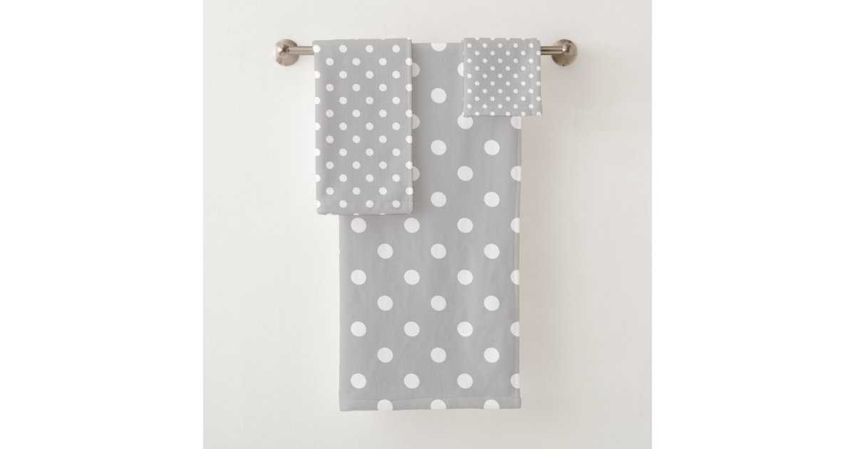 Gray Polka Dot Bath Towel Set Zazzle