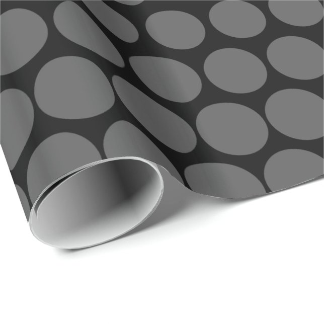Gray Polka Dot Modern Black Wrapping Paper (Roll Corner)
