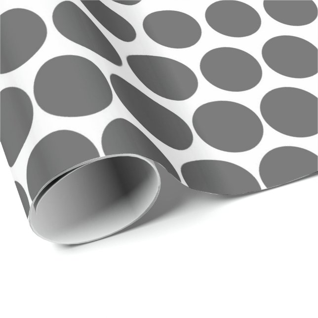 Gray Polka Dot Modern White Wrapping Paper (Roll Corner)