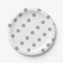 Gray Polka Dot Paper Plate