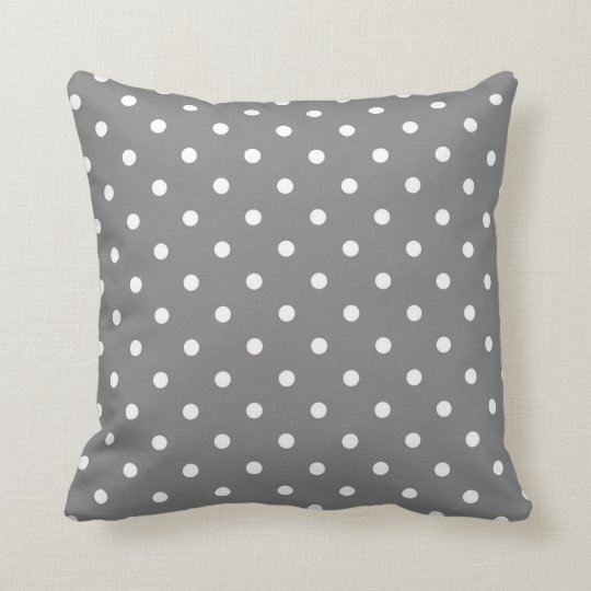Gray Polka Dot Throw Pillow