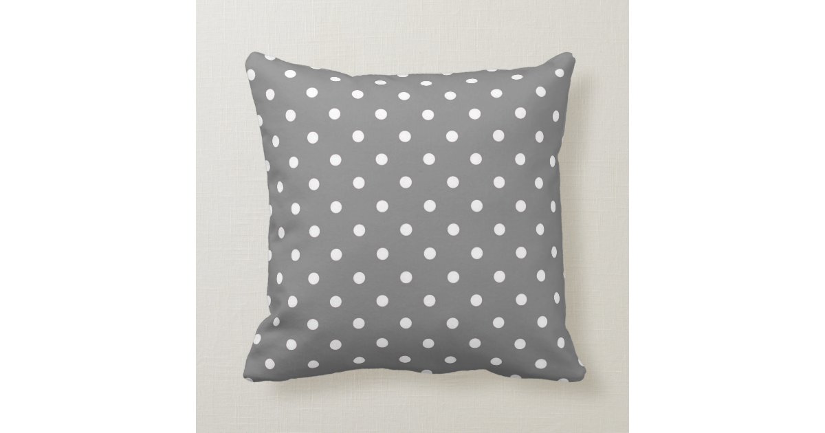Gray Polka Dot Throw Pillow