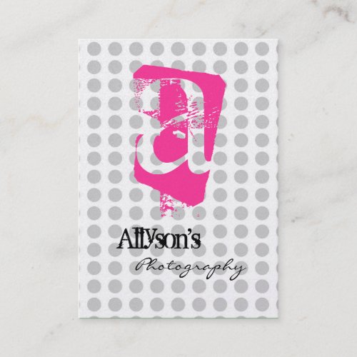 Gray Polka Dots Background Monogram Business Cards