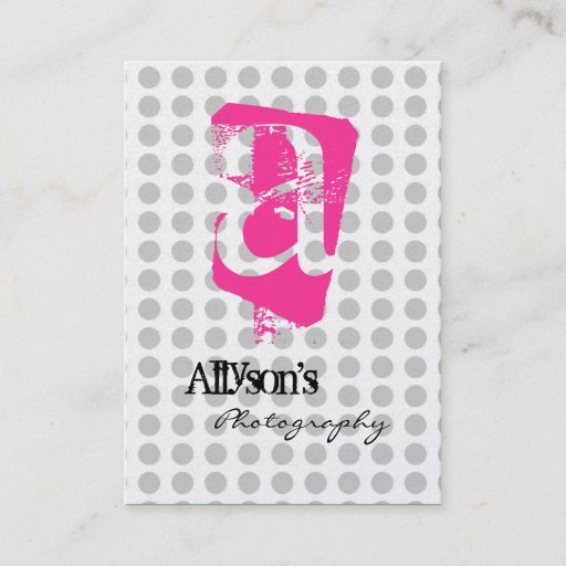 Customizable Gray Polka Dots Background Monogram Business Cards