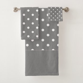 Gray Polka Dots Bath Towel Set by LokisColors at Zazzle