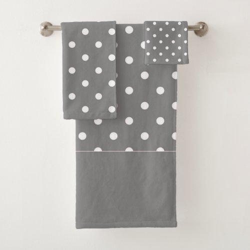 Gray Polka Dots Bath Towel Set