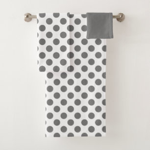 Gray Polka Dots Bath Towel Set