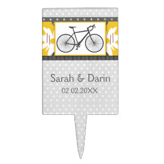 gray polka dots bicycle personalized cake pick