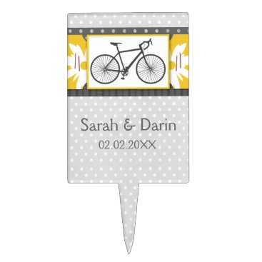 gray polka dots bicycle personalized cake pick